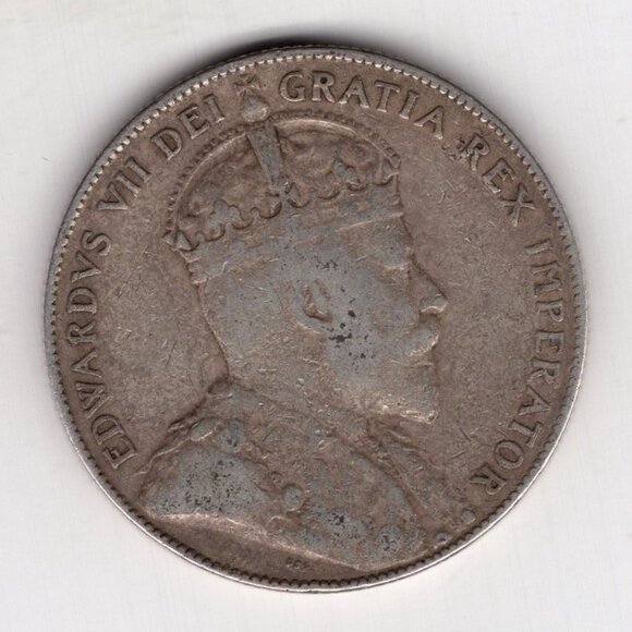 1907 NEWFOUNDLAND CANADA 50 CENT SILVER COIN - Picture 2 of 2